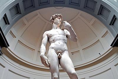 Statue of David by Michelangelo in the Galeria dell Accademia, Florence, Tuscany, Italy-stock-photo